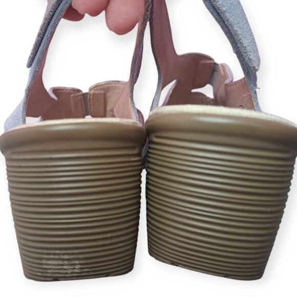 Skechers Women's Suede Peep-Toe Slingback Wedges Parallel Stylin size 6 Light Bl - Picture 5 of 7